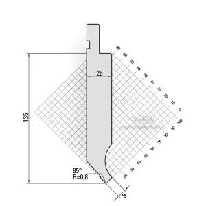 Amada-System 85° Standard Punch  R0.8 H135 -NO.11.232-Forming, Precision Sheet Metal Fabrication