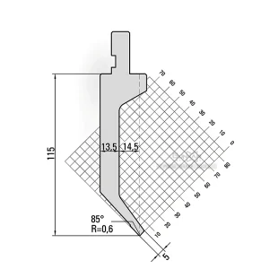 Amada-Style 85° Gooseneck Punch R0.6 H115 -No.11.820
