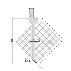 Amada-Style 85° Sash Punch R0.6 H135 -NO.11.855