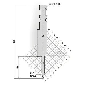 Bystronic-Style Hemming / Channel / Flattening Punch – 24° Press Brake Upper Tool 14.908