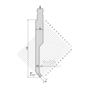 LVD-Style Sash Punch 78° R1.0 H194 -16.206-Press Brake Tool for Door & Frame Bending