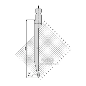 LVD-Style Acute Punch 26° R2.0 H194-16.208- Heavy Load Acute Bending Tool